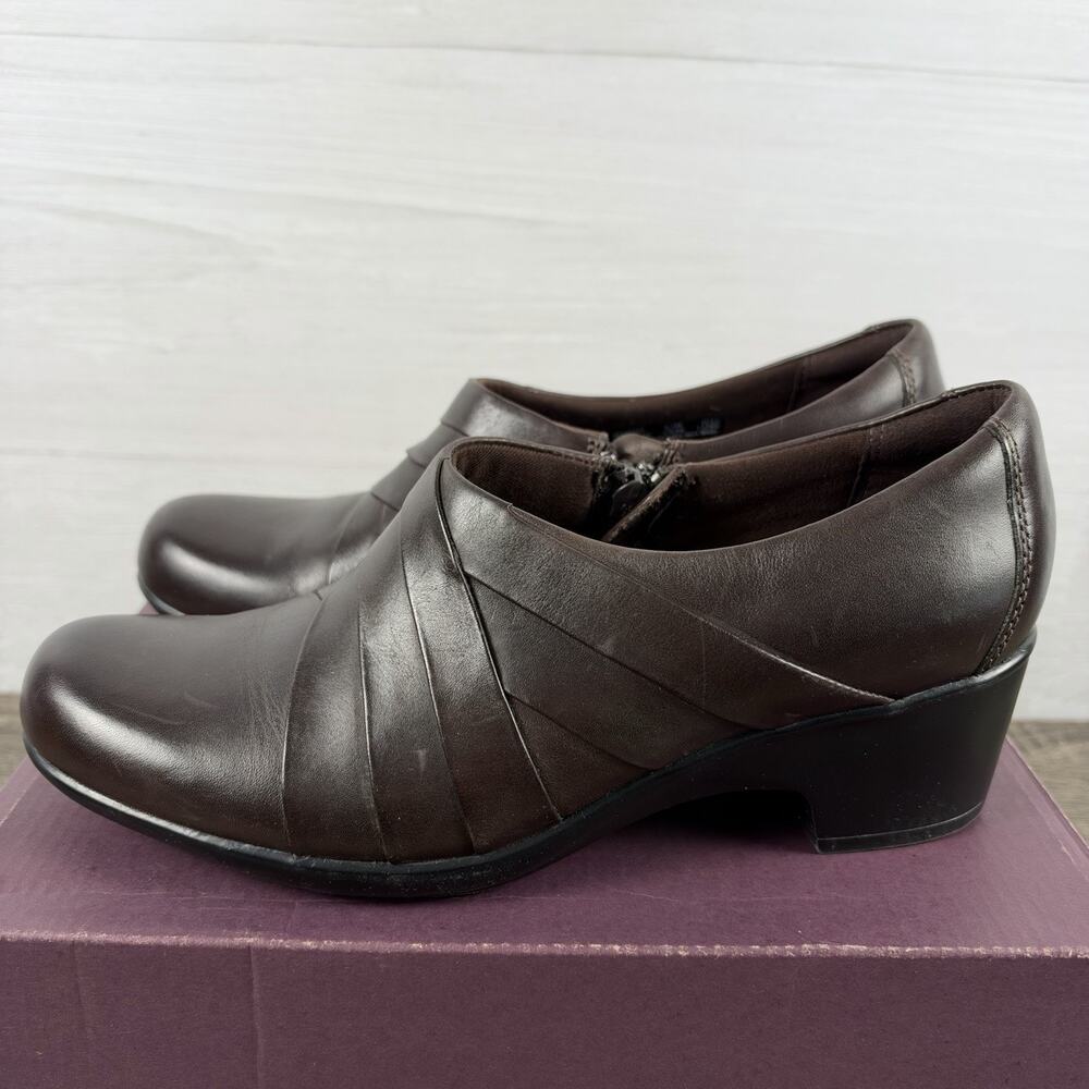 Clarks Genette Rise Women’s 8.5 M Brown Leather Zip Ankle Booties 26102433